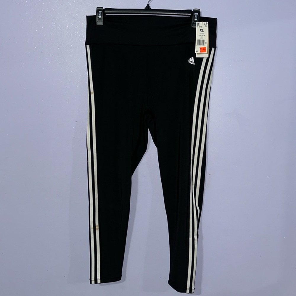 Black Adidas Leggings w/ White Stripes